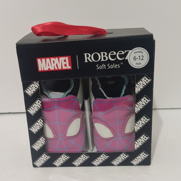 Robeez MARVEL Baby Soft Soles Shoes Ghost Spider  Size 6- 12 months Pink White - Picture 1 of 12